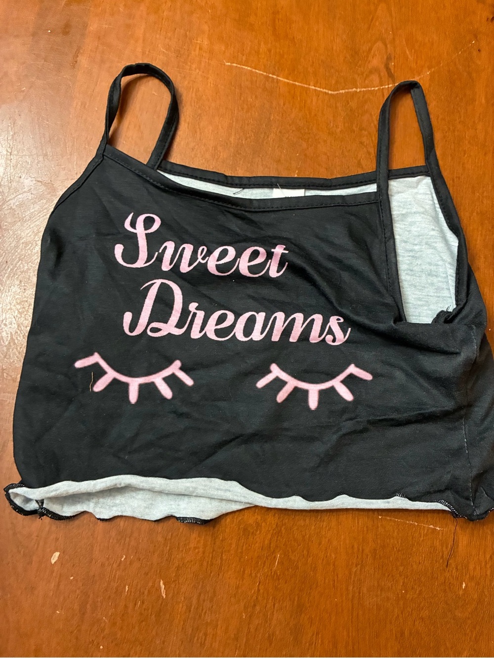 SHEIN Black Sleep Cami with Pink 'Sweet Dreams' Graphic
